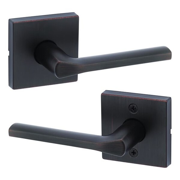 Kwikset Lisbon Lever with Square Rose Passage Door Lock with 6AL Latch and RCS Strike Venetian Bronze Finish 720LSLSQT-11P - main